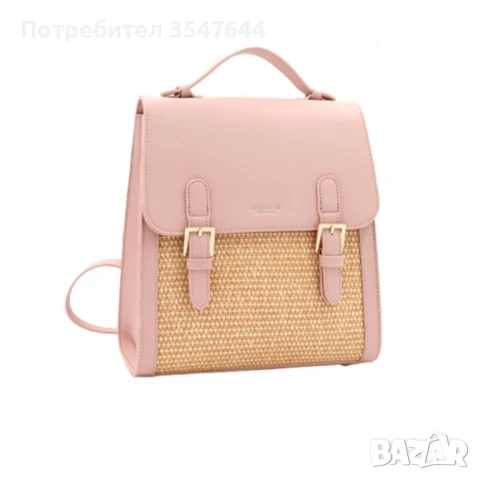 Кокетна дамска раничка, със сламени детайли