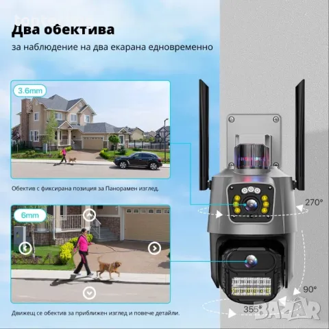 Външна WiFi камера с два обектива 2x 4MP + 128GB microSD карта, снимка 4 - IP камери - 46944898