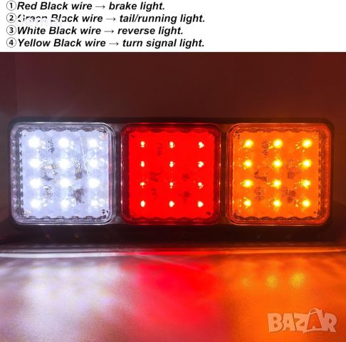 Ygmylandbb LED задни светлини, 12v-24v, 2 бр. (червено жълто бяло), снимка 2 - Части - 45671060