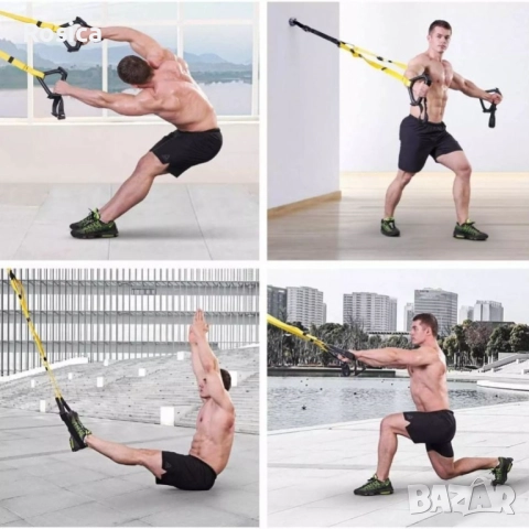 TRX Мултифункционален фитнес уред с ленти, снимка 4 - Фитнес уреди - 52172557