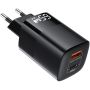 Бързо зарядно за телефон GaN, 65W, 1x USB-А, 1x USB-C, снимка 1