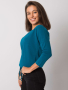 Синя памучна дамска блуза - S размер, снимка 1 - Блузи с дълъг ръкав и пуловери - 44941291
