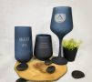 Персонализиран комплект стъклени чаши в син матов цвят 