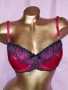 75 В Червен сатенен сутиен с черна дантела , снимка 1