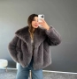 Дамско дебело пухкаво яке от естествен косъм , снимка 2