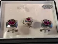 комплект ръкавели с червен камък  7/4, снимка 1