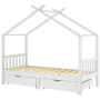 vidaXL Рамка за детско легло с чекмеджета бяла борово дърво 90x200 см（SKU:322150