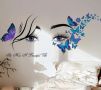 Дамско лице сини очи поглед пеперуди стикер лепенка декор за стена спалня стая гардероб самозалепващ, снимка 2