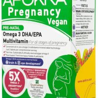 APOKRA мултивитамини за бременни, омега 3 и фолиева киселина, веган, 60 ванилови таблетки , снимка 1 - Хранителни добавки - 45211019