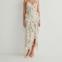 Разкошна нова дълга елегантна романтична волани къдри рокля Reserved пастелни нежни цветове , снимка 4 - Рокли - 45352011