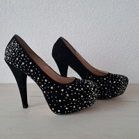 Дамски черни обувки с камъни, снимка 5 - Дамски обувки на ток - 45666074
