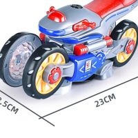 Каскадна, светеща играчка мотор, въртяща се на 360 градуса с подвижни гуми, снимка 1 - Коли, камиони, мотори, писти - 45836536