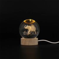 LED Светеща кристална топка/лампа, 3D сензорна - Слон, снимка 7 - Настолни лампи - 45036245