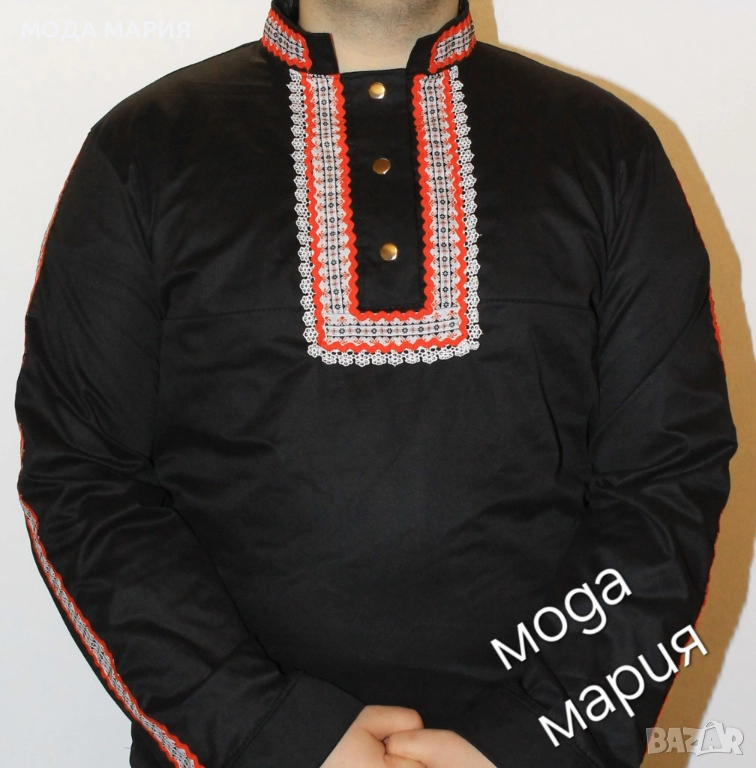МЪЖКА ФОЛКЛОРНА РИЗА, ПЛЪТНА С ДЪЛЪГ РЪКАВ, ЕЛАСТИЧНА, снимка 1
