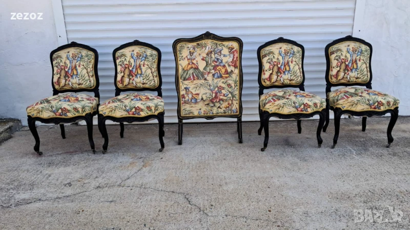 Комплект столове и параван антикварни, снимка 1