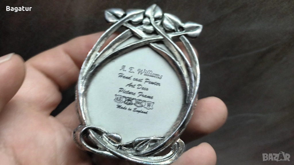 Рамка за снимки,посребрена,флорална,Англия в кутия, снимка 1