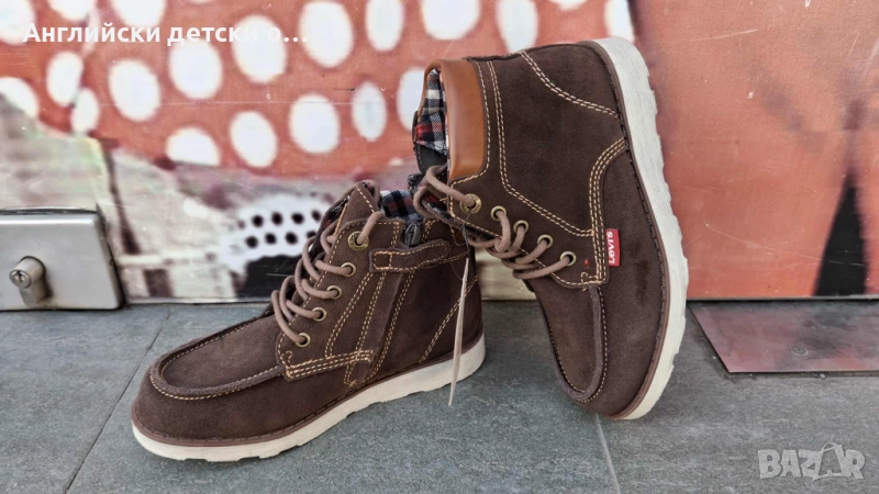 Английски детски  оригинални кец/боти от естествена кожа/велур Levi's, снимка 1