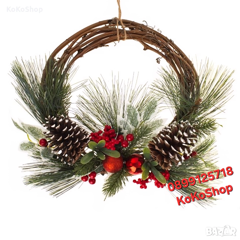 Коледен венец-30 см./венец/венец за коледна украса, снимка 1