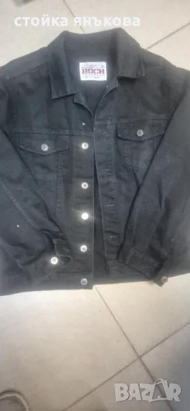 Мъжко яке дънкено в черно, снимка 1