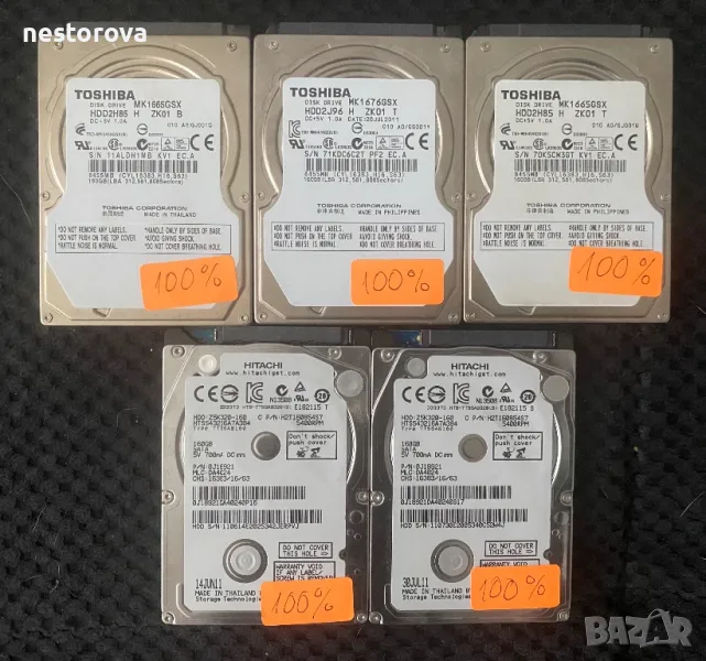 HDD Toshiba / Hitachi 160 GB 2,5’ харддиск, снимка 1