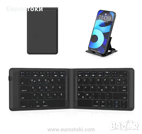 Сгъваема клавиатура OMOTON KB567, акумулаторна безжична Bluetooth клавиатура, преносима сгъваема , снимка 1