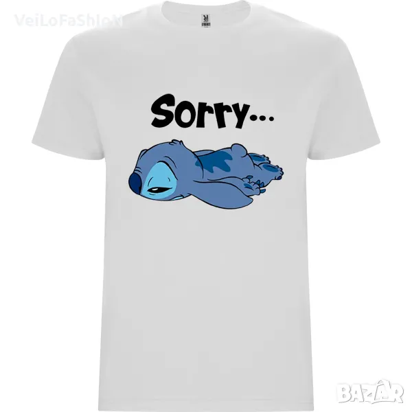 Нова детска тениска със Стич - Sorry (Stitch) в бял цвят , снимка 1