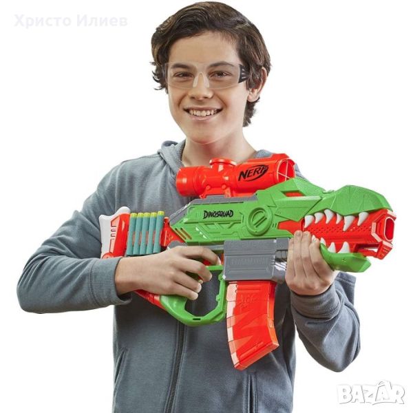 NERF DINOSQUAD Моторизиран бластер REX-RAMPAGE с 20 стрели, снимка 1