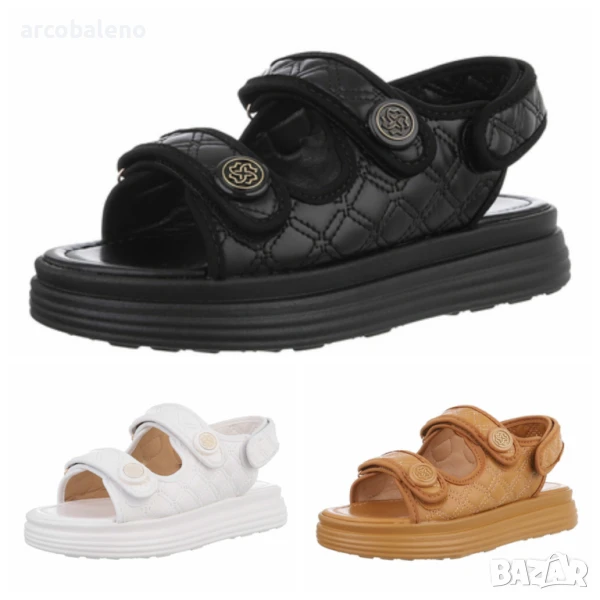 Дамски сандали на танкетка, 3цвята , снимка 1