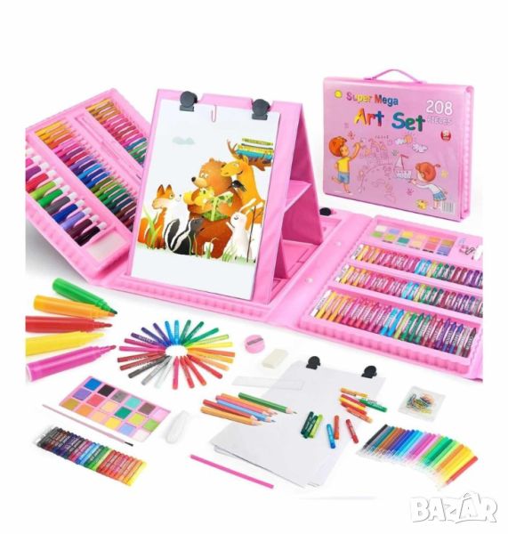 Детски комплект за рисуване в куфар от 208 части / Цвят: Син, розов. /  , снимка 1