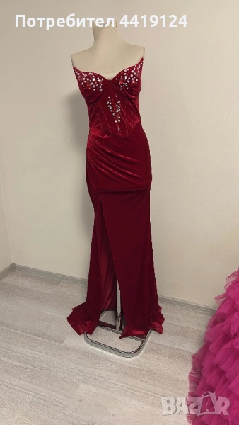 Червена рокля с цепка, снимка 1