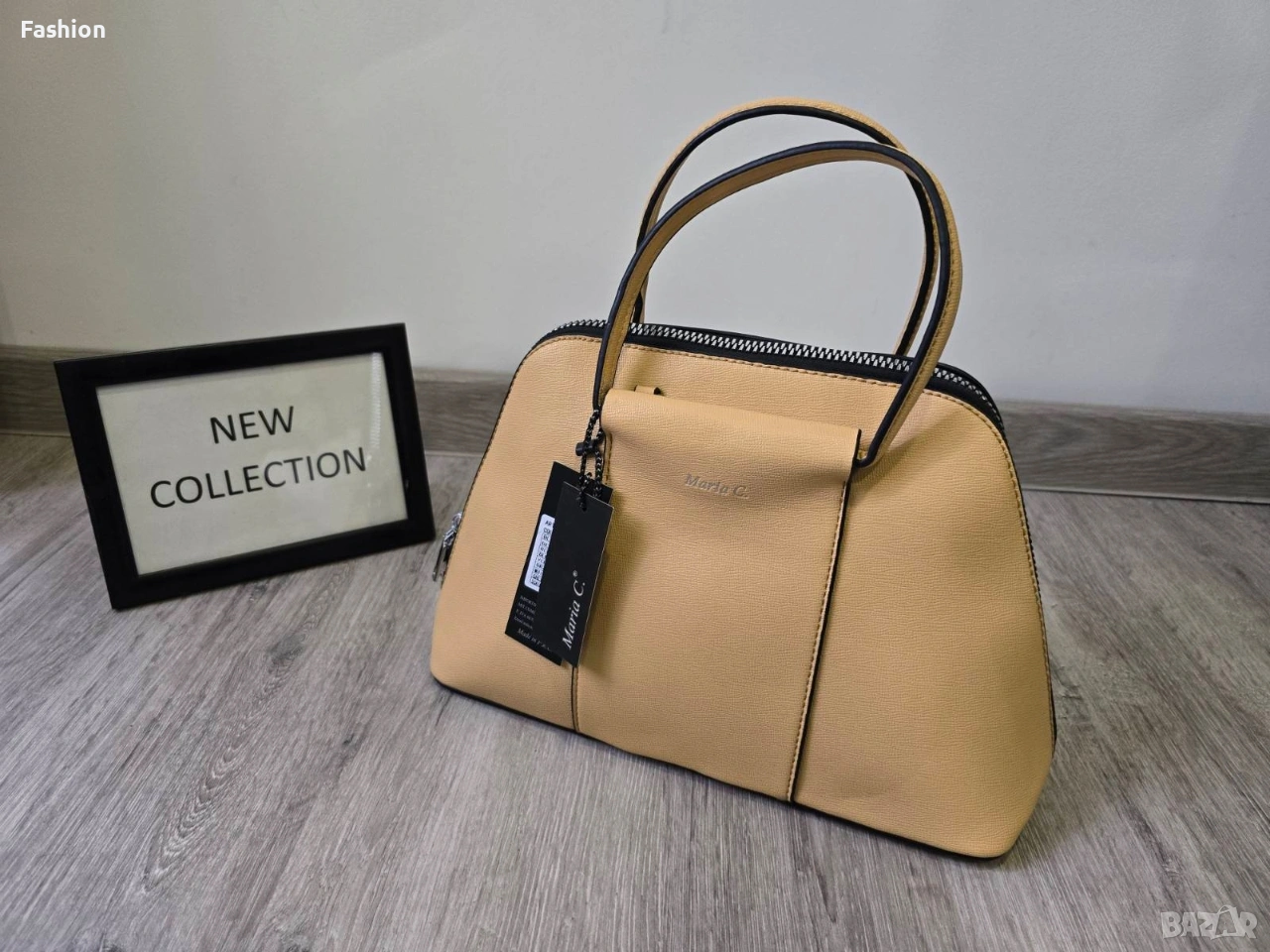 Нова дамска чанта в жълт цвят на MARIA C.+ дълга дръжка, снимка 1