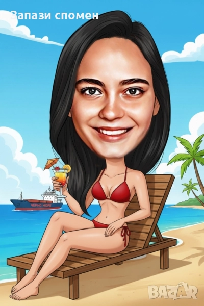 Дигитална карикатура с рамка 18/23 см., снимка 1