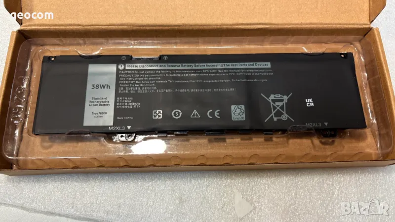 DELL F62G0 нова батерия (11.4V,3300mAh,38Wh), снимка 1