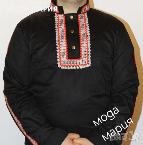 МЪЖКА ФОЛКЛОРНА РИЗА, ПЛЪТНА С ДЪЛЪГ РЪКАВ, ЕЛАСТИЧНА