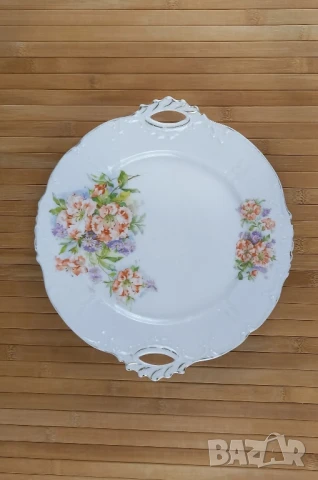 Порцеланово плато с дръжки и флорален декор - Sorau