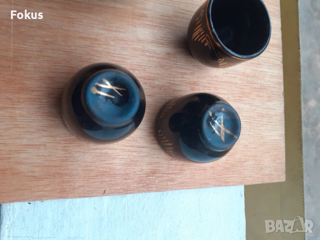 Сервиз за греяна ракия глазирана троянска керамика позлата, снимка 5 - Антикварни и старинни предмети - 53445419