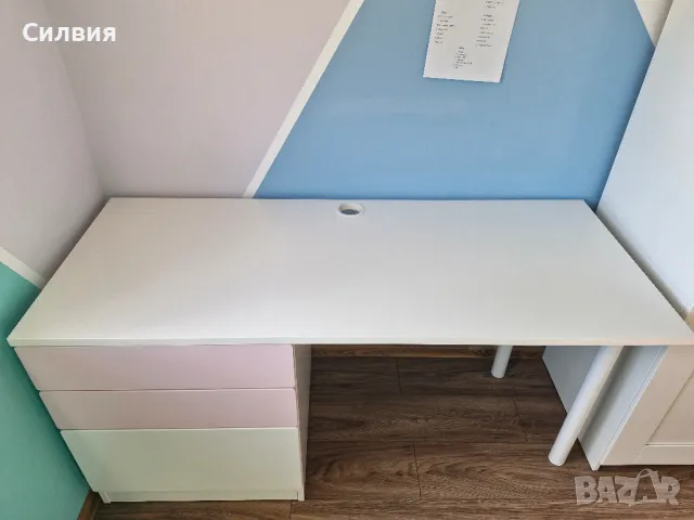 Легло с надстройка и бюро Ikea, снимка 5 - Бебешки легла и матраци - 48726949