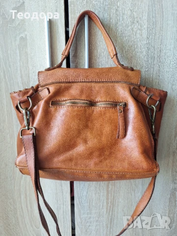 Чанта от естествена кожа в цвят коняк!, снимка 2 - Чанти - 50758761