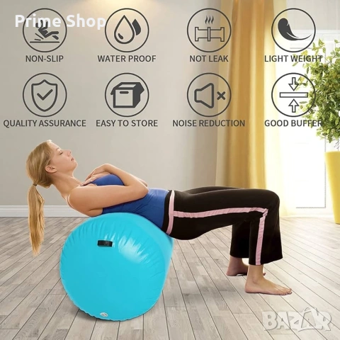 Надуваема гимнастическа ролка MEKETUM, 100x60 см, зелена, снимка 3 - Фитнес уреди - 53517130