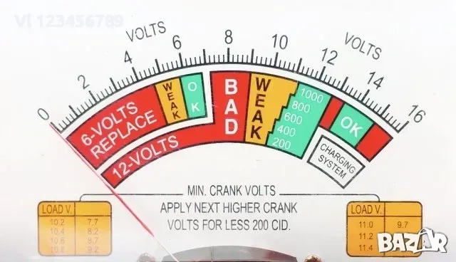 Товарна вилка. аналогов тестер за акумулаторни батерии 12, 6V.Battery Tester, снимка 3 - Аксесоари и консумативи - 53840598