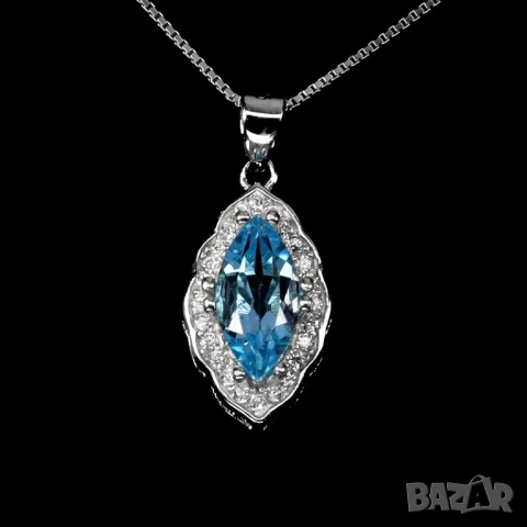 925 сребърни колиета нефрит, опал, топаз, рубин, подходящи за подарък, снимка 7 - Колиета, медальони, синджири - 51756208