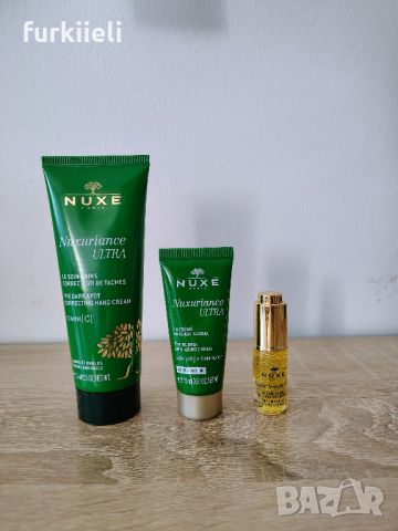 Nuxe Nuxuriance Ultra Коригиращ тъмните петна крем за ръце 75 ml + несесер + мини продукти, снимка 2 - Козметика за тяло - 46417022