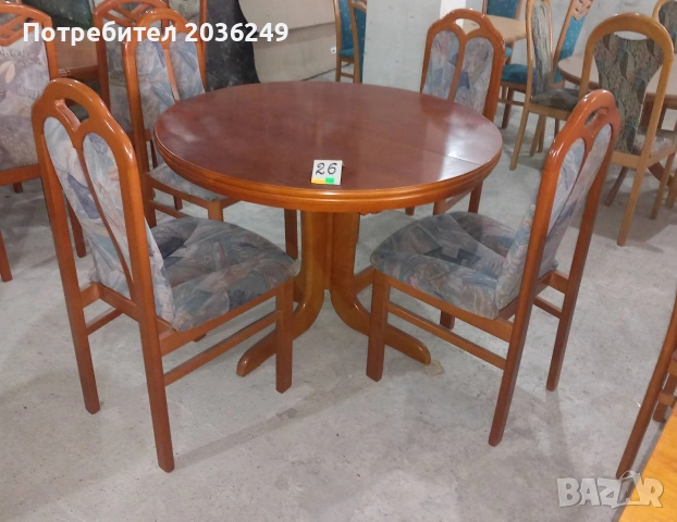 Комплект масивна разтегателна маса с 4 стола, снимка 4 - Маси - 53583486