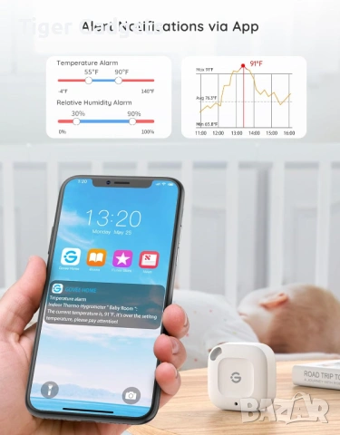 GoveeLife смарт термометър влагомер Bluetooth, до 80м, с приложение, снимка 3 - Друга електроника - 53982211