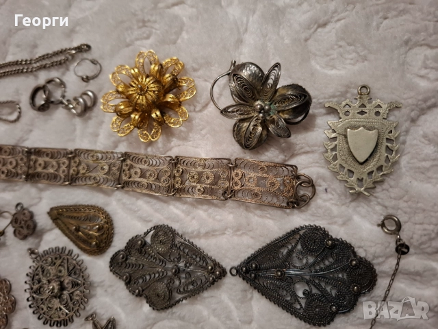 Сребро филигран сребърни изделия гривна брошка накит, снимка 5 - Колиета, медальони, синджири - 52850412