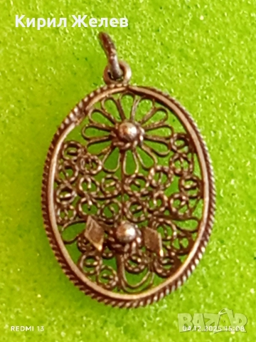 Винтидж сребърна висулка филигранна с флорален мотив майстоска ръчна изработка 40429, снимка 4 - Колиета, медальони, синджири - 52651310