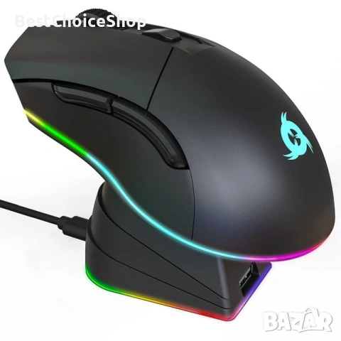 KLIM Blaze Pro презареждаща се безжична геймърска мишка с RGB зарядна станция - нова версия -