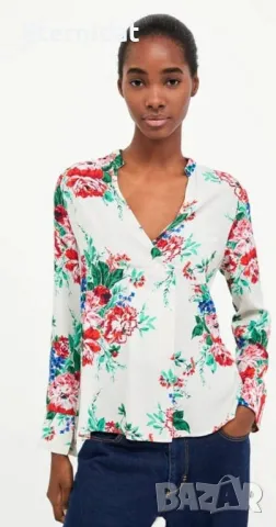 Блуза Zara цветя , снимка 2 - Блузи с дълъг ръкав и пуловери - 49908497