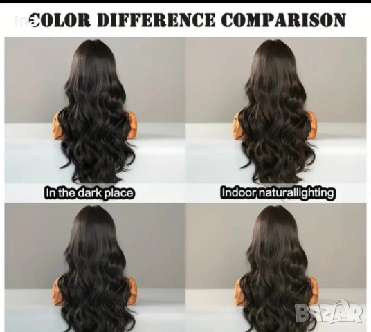 Черна чуплива гъста перука, снимка 5 - Аксесоари за коса - 53420601