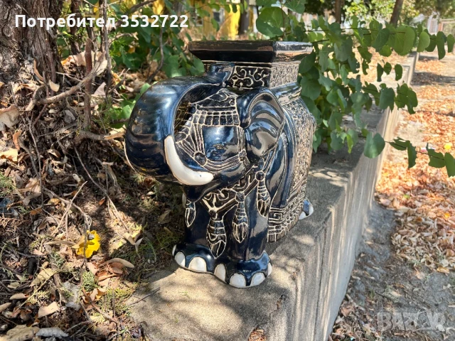 Керамичен слон поставка, снимка 3 - Статуетки - 51081880